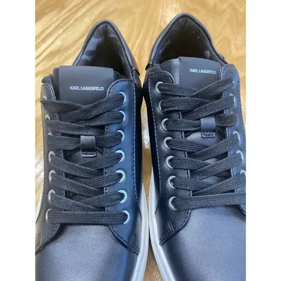 Karl Lagerfeld Sneakers Women's 8.5 Black Leather Lace Up Low Comfort Shoes S35 - Picture 2 of 8